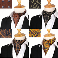 Britische Retro Ascot-Krawatte für Herren, Breite Bedruckte Schals, Luxuriöse Hochzeits- und Abendaccessoires für Bräutigam und Trauzeugen