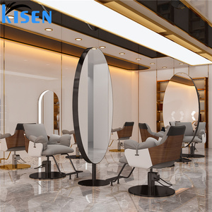 Station de coiffure moderne KISEN, table de barbier personnalisée et ensemble de miroirs LED, solution tout-en-un pour le mobilier et la conception de salon de coiffure - Product Image 6
