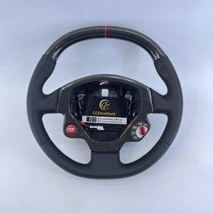 Volant en fibre de carbone noir brillant de haute qualité CCExcellent avec cuir perforé pour <span class=keywords><strong>Ferrari</strong></span> F430 - Product Image 1