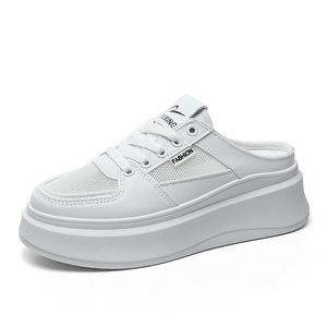 2026 New Colored Women's Loafers <b>Half</b> Slippers Summer Thick Sole Elevated Board Shoes Breathable Mesh Face Student Sandals - Product Image 2