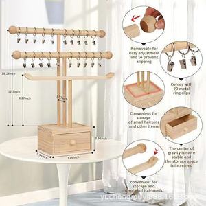 Estante de almacenamiento de diademas de madera para bebés, organizador de diademas de varias capas para escritorio, organizador de joyas de madera maciza para accesorios infantiles - Product Image 3