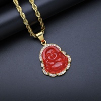 Blues acier inoxydable cristal strass bouddha collier à breloques pour femmes dame bijoux