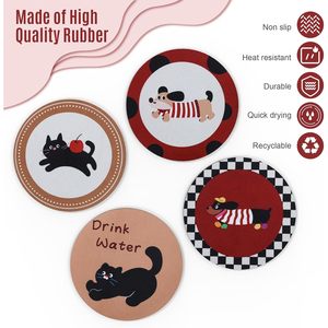 Sous-verres en métal pour boissons chaudes/froides - Décoration de bar à café et de table à manger, accessoires de salon, lot de 4 - Product Image 6