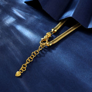 Colliers pendentifs en chaîne serpent en argent sterling 925 classique de style chrétien, plaqués or jaune 18 carats, avec zircon, faits à la main - Product Image 6