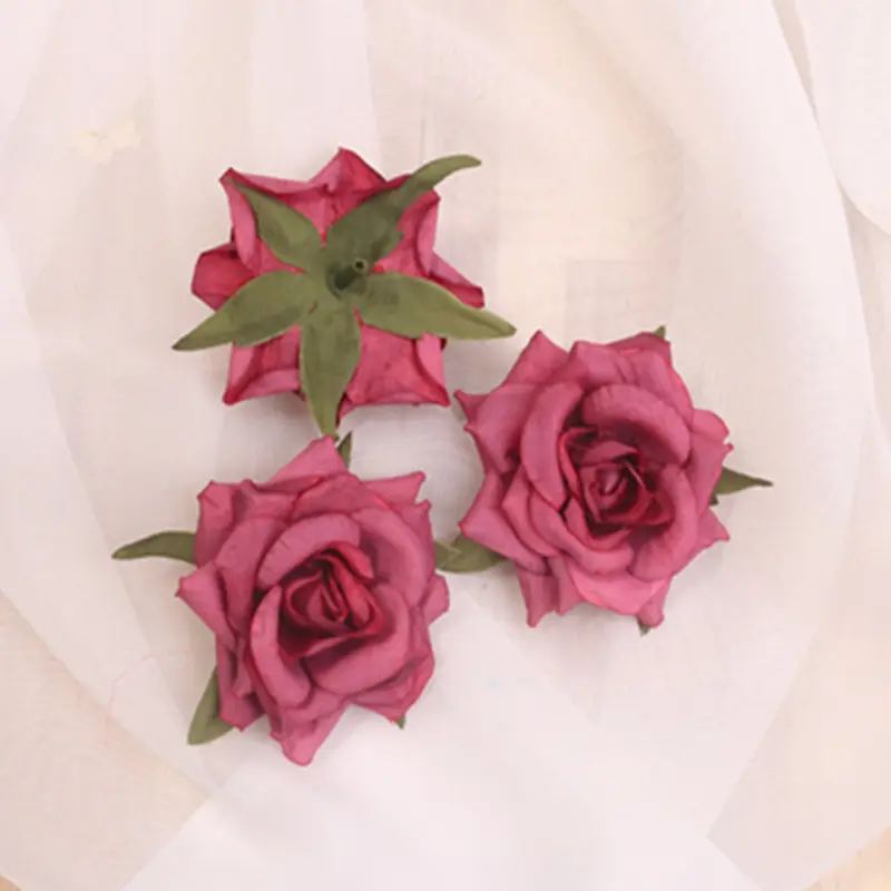 Single Rose Artificial Flower Heads DIY Flower Wall Decorative Color restoring ancient ways