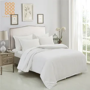 High-end Bed Linen 250TC Bedsheet Luxury Plain Cotton Bedsheet White Hotel Flat Sheet