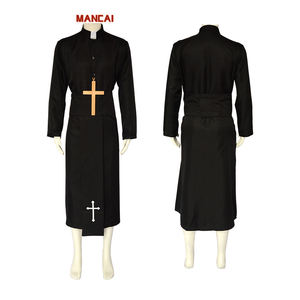 Disfraz de Sacerdote para Hombre, Traje de Fiesta de Halloween, Vestimenta Tradicional con Túnica, Cuello, Banda, Negro, Disfraz de <span class=keywords><strong>la</strong></span> Virgen María, <span class=keywords><strong>Película</strong></span> <span class=keywords><strong>La</strong></span> <span class=keywords><strong>Monja</strong></span> - Product Image 1