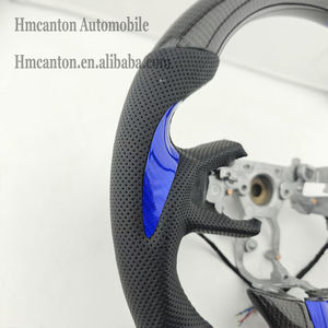 Volant de direction en cuir perforé en fibre de carbone avec surpiqûres bleues pour Infiniti Q50 – Produits populaires - Product Image 2