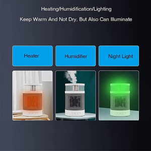 พัดลมฮีตเตอร์เซรามิกแบบพกพา,เครื่องเพิ่มความชื้นในอากาศ LED สี Mulit ปลั๊กส่วนบุคคลโต๊ะฮีตเตอร์เซรามิก800W PTC ทำความร้อนเครื่องทำความร้อนในห้องขนาดเล็ก - Product Image 2