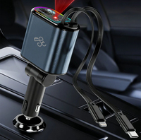 Câble rétractable rapide 120W 4 en 1 multifonctionnel avec écran numérique, nouvel adaptateur de charge rapide, chargeur de voiture