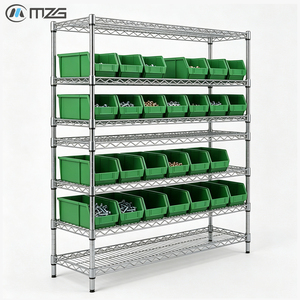 ชั้นวางสินค้าอิเล็กทรอนิกส์แบบปรับความสูงได้หลายชั้น ยี่ห้อ MZG สำหรับคลังสินค้า ทำจากโลหะ พร้อมช่องเก็บของพลาสติก - Product Image 1
