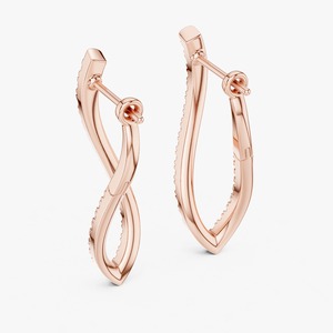 Elegant <b>Rose</b> <b>Gold</b> Twisted Plated <b>Hoop</b> Earrings With Sparkling Diamond Everyday Wear <b>Rose</b> <b>Gold</b> <b>Hoop</b> Earrings For Women - Product Image 3