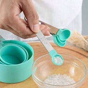 Baking Tools <b>Liquid</b> Powder <b>Coffee</b> Measuring Tools Stainless Steel Handle 8 Pieces Plastic Measuring Cups and Spoons Set - Product Image 4