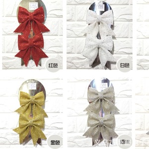 LK Christmas Tree Hanging Ornament Bow Decoration <b>Cloth</b> <b>Material</b> 4-Color Printed Ribbon Wreath - Product Image 5