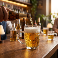 Chope à bière en verre personnalisée avec logo, tasse épaisse transparente avec poignée pour bar, maison, fête