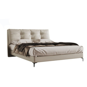 Lit rembourré Mantianfei, taille King, en cuir véritable, chambre principale, lit féerique luxueux - Product Image 5