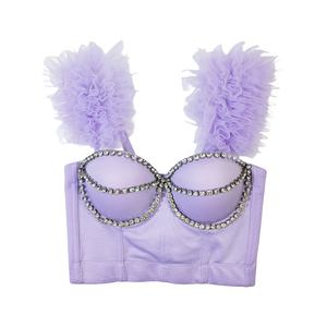 <span class=keywords><strong>Tenue</strong></span> de scène de <span class=keywords><strong>style</strong></span> camisole pour groupe de filles coréennes, avec paillettes violettes, Kim Ji-ni, Lisa Park Chae Young, Kim Hyun - Product Image 3