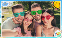 Randlose Herzförmige Sonnenbrille Transparente Gelee-Farbe Neuartige Partybrille für Frauen Hochzeit Geburtstag Festival Großhandel