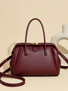 Women Retro Frame Handbag PU Leather Top Handle Shoulder <b>Bag</b> With Removable Crossbody Strap - Product Image 3