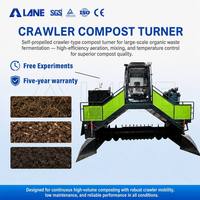 Machine à retourner le compost LANE sur chenilles, équipement de compostage en hauteur avec levage hydraulique et moteur diesel pour la gestion du fumier de vache