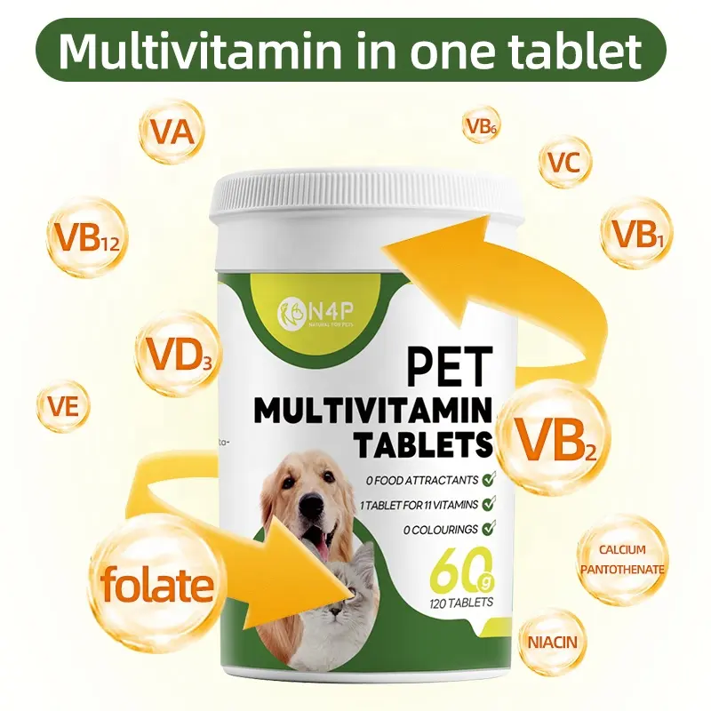 N4p मल्टीविटामिन चबाने योग्य पालतू कुत्ते विटामिन पूरक विटामाइन फोलिक एसिड कुत्ते के लिए वजन विटामिन