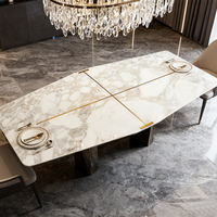 Table à manger rectangulaire en marbre blanc de luxe pour la maison, le restaurant, la cuisine, le salon, les meubles de salle à manger
