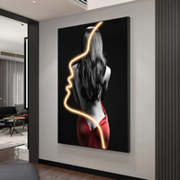 Nouvelle conception, peinture décorative lumineuse, ligne de beauté, personnage imprimé en haute définition, œuvre d'art pour salon et chambre, peinture artistique à LED