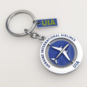 Porte-clés personnalisé UIA métal 3D avion en relief modèle porte-clés avion de ligne civil de luxe cadeau Ukraine International Airlines - Product Image 3