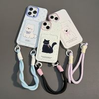 Funda para iPhone 17/16/15, 14 Pro Max, 13/12 con diseño de cachorro lindo y divertido, tarjetero y cordón.