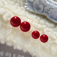 925 Sterling Silver Red Pearl Bijoux faits à la main Boucles d'oreilles Shell Pearl Boucle d'oreille pour les femmes
