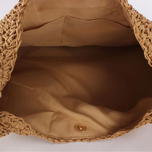 Bolso de Hombro de Mujer de Alta Gama con Cierre de Cremallera y Correa Única, Hecho de Cuerda de Papel Tejida con Poliéster, Ideal para Vacaciones en la Playa - Product Image 4