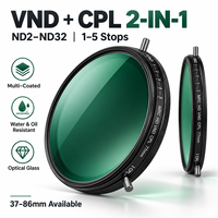 Filtre d'objectif d'appareil photo personnalisé VND CPL 2-en-1 ND2-ND32 en verre optique multicouche pour DSLR 67mm 77mm 82mm 86mm