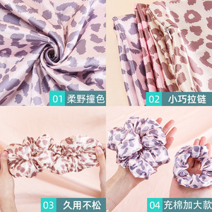 Ensemble de soins capillaires WanMei Satin Pillowcase 3 pièces rose, violet, kaki, imprimé léopard, boîte cadeau pour femmes - Product Image 2