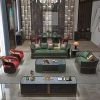 Ensemble de canapés modulaires deux places de luxe en cuir véritable de style nordique