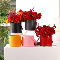 Boîtes de rangement et de présentation rondes en cuir Tondo pour fleurs, emballage cadeau, mariage, fête, décoration intérieure, boîtes pour fleuristes, arrangements floraux