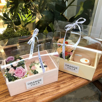 Boîte à fleurs transparente en PVC intégrée, pliable, avec poignée, pour l'arrangement de fleurs et de fruits