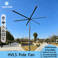Ventilateur HVLS sur pied intelligent 2HP avec pales en alliage d'aluminium pour grands espaces ouverts et places publiques