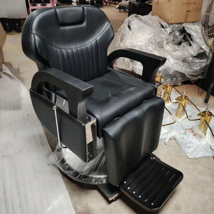 Fauteuil de barbier hydraulique noir inclinable en cuir PU avec repose-pieds pour hommes, salon de coiffure - Product Image 6