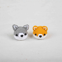 Porte-clés en laine au crochet fait main, personnalisable, motif dessin animé, exquis, mignon, chiot, pour couple, meilleur ami, sac à main - Vente en gros