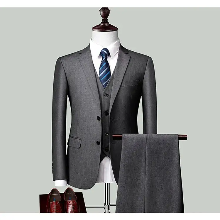 Conjunto de chaleco elegante de alta gama para hombre, traje a medida, traje de negocios Formal, ajustado, 3 uds.