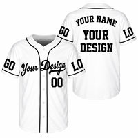 Maillot de baseball personnalisé en gros pour équipe, blanc, boutonné, avec logo personnalisé, manches à motif d'ours de dessin animé, couture double aiguille