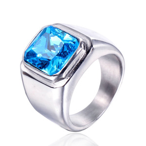 Anillo de Acero Inoxidable con Piedras Preciosas de Colores Mezclados y Tamaño Cuadrado de Alta Calidad para Hombre - Product Image 5
