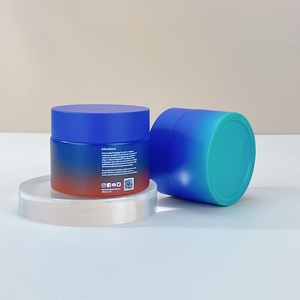 Customized Wide Mouth Skincare Cream <b>Jar</b> Container 30ml 50g 60ml Blue Ombre Custom <b>Empty</b> Matte Glass Cosmetic <b>Jar</b> With Lid - Product Image 3