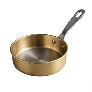 Minimalist Brass Fry <b>Pan</b> With Black Handle Gold Polish For Home Kitchen Cookware Stovetop Cooking <b>Pan</b> Durable Frying <b>Pans</b> - Product Image 1
