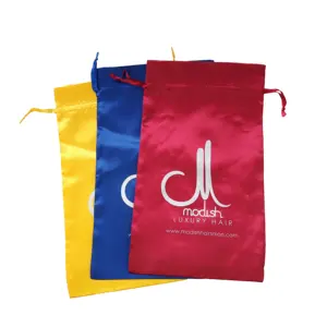 Custom Logo Satin Drawstring Bags for Wig Storage - Wholesale Promotion for Hair Companies supplier