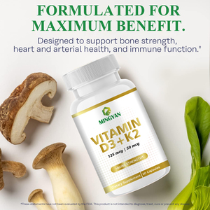 Complément alimentaire OEM/ODM à haute dose de vitamine D3 125 mcg et K2 50 mcg - Renforcement osseux et soutien immunitaire, 60 capsules végétariennes - Product Image 2