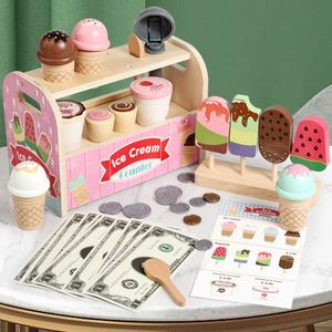 Jouet de cuisine en bois pour enfants : camion de crème glacée à faire semblant, chariot de vente ambulante - Product Image 4