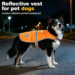 เสื้อกั๊กสะท้อนแสงสำหรับสุนัข สีเหลือง อุปกรณ์ความปลอดภัยมองเห็นได้ชัดเจนสำหรับการเดินกลางคืน ขนาดกลาง-ใหญ่ วัสดุโพลีเอสเตอร์ ใช้ได้ทุกฤดู - Product Image 2