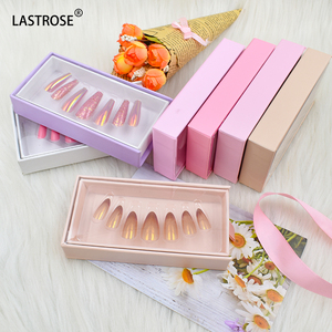 Nuevo estilo de uñas postizas artificiales largas <span class=keywords><strong>Prensa</strong></span> en uñas postizas de lujo Logotipo privado Puntas de uñas mate <span class=keywords><strong>rosa</strong></span> y negro - Product Image 2
