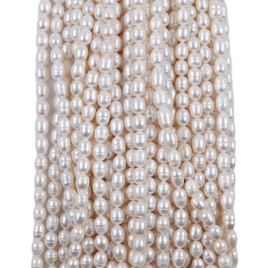 Perles d'eau douce de Zhuji, forme de riz, blanches, 8-9 mm, naturelles, semi-finies, pour bijoux DIY, colliers et bracelets - Product Image 5